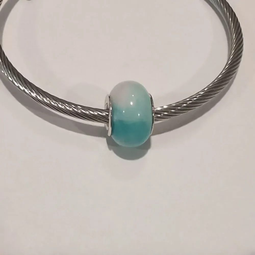 Silver Blue and White Charm for Pandora‎ Style Bracelet